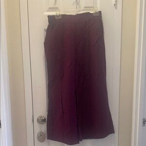 LOFT Women's Wide Leg Pants in Burgundy